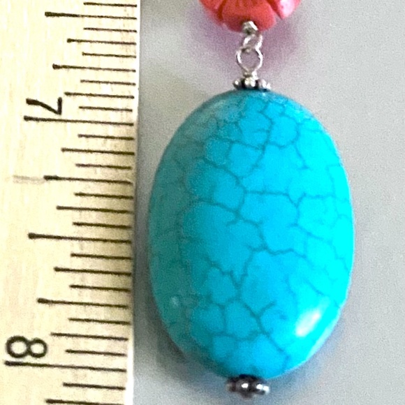 Sterling Silver Turquoise and Coral Necklace - Picture 6 of 6